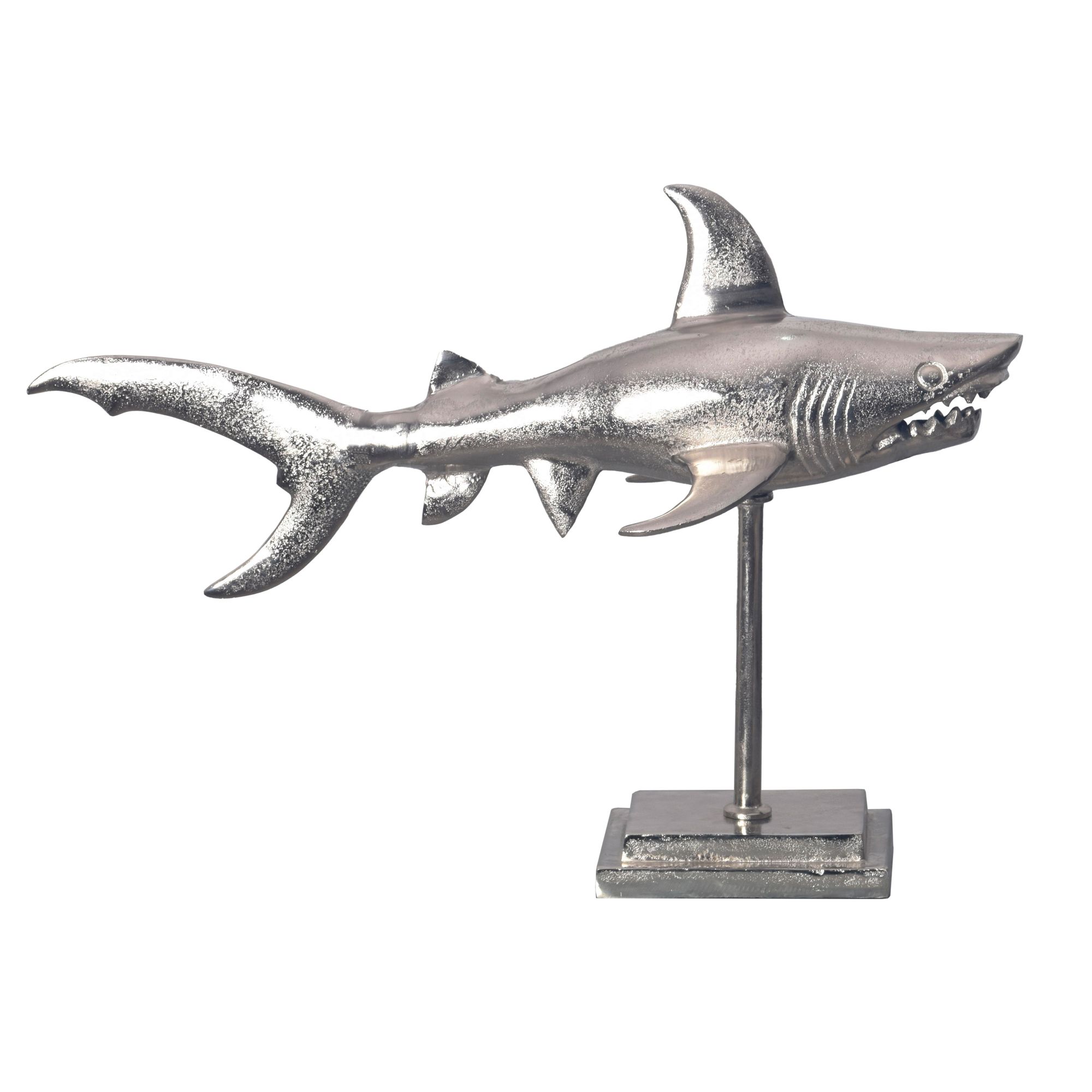 WOHNING-decoratie haai 70 cm aluminium zilver woondecoratie decoratie maritiem modern aluminium