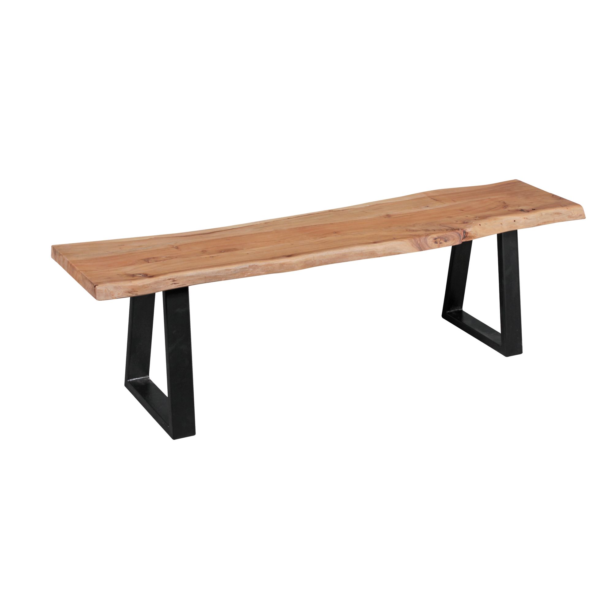 Dining bank log massief houten bankje acacia 160 x 40 cm essbank keuken bank natuurlijk hout rustieke houten bankje robuuste