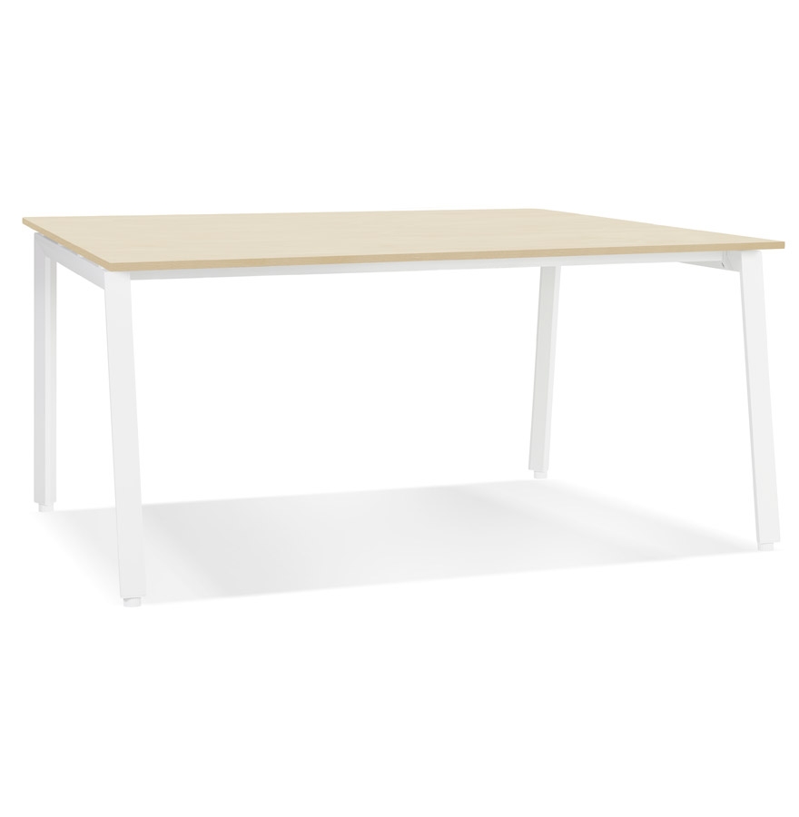 'AMADEUS' design bureau in naturel afwerking hout en wit metaal - 160x80 cm