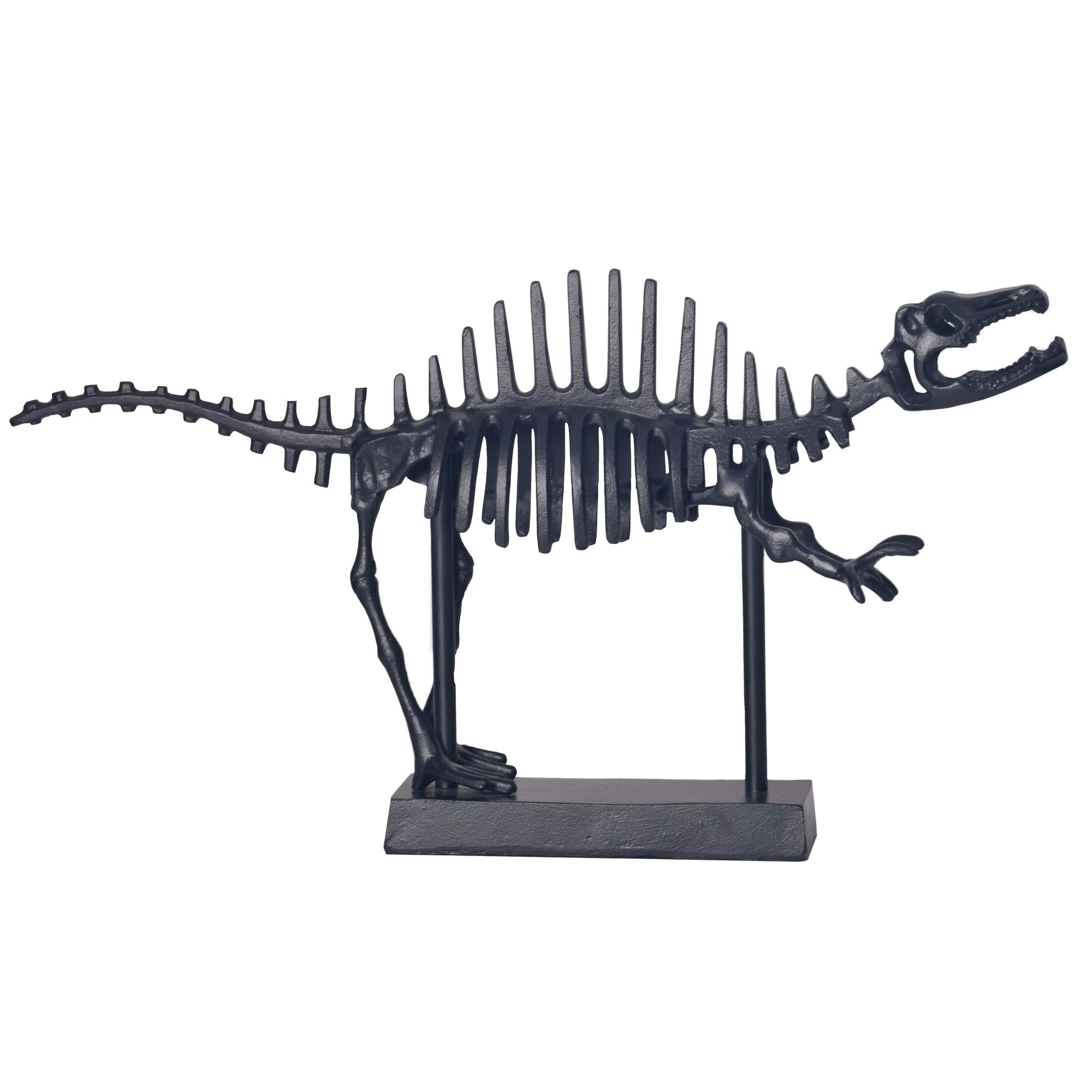 WOHNING Deco T-Rex Fossil 62 cm Aluminium Zwart Standbeeld woondecoratie decoratie