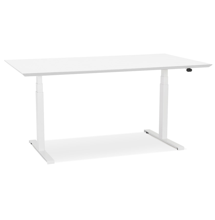 'BIONIK' elektrisch zit-sta bureau met houten en wit metalen blad - 150x70 cm