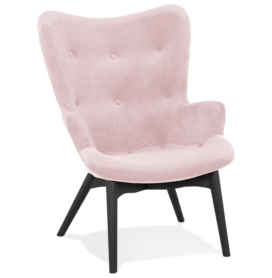 Alterego fauteuil RUBEN frame kleur zwart zitting roze