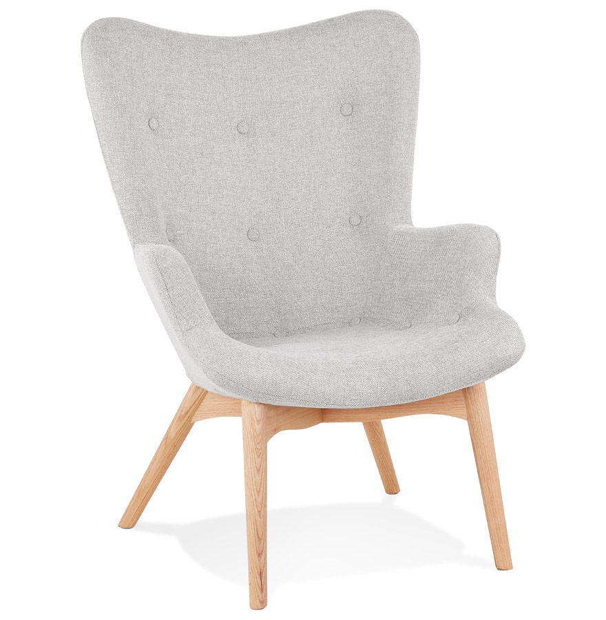 Alterego fauteuil ROBY frame kleur naturel zitting grijs