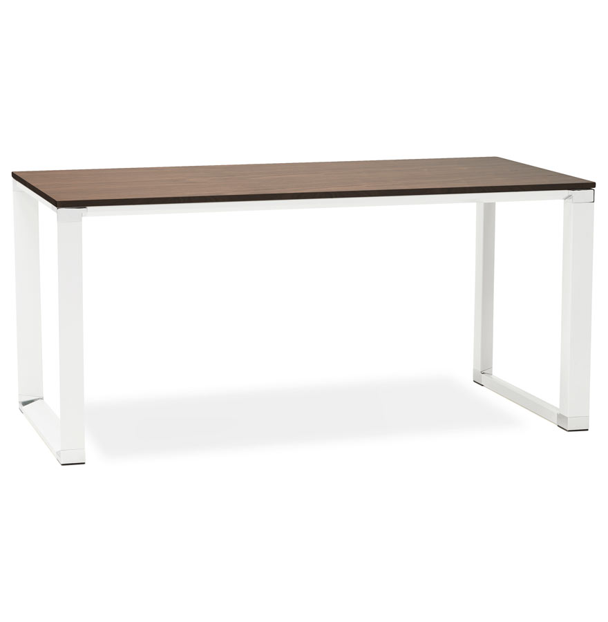 'XLINE' design bureau rechts in houtafwerking Walnoot en wit metaal - 160x80 cm